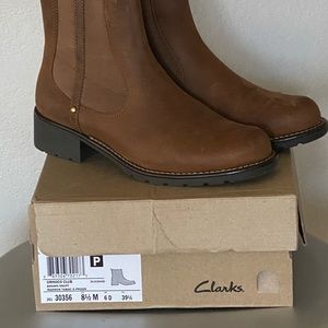 New CLARKS Orinoco Brown Leather Chelsea Boots